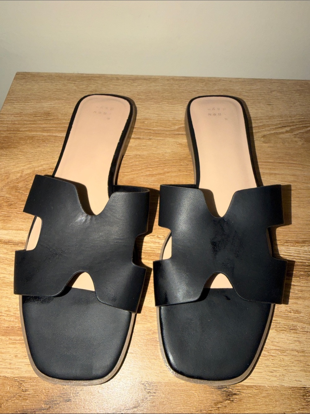 a new day Black Slide Sandals with Cutout Strap
